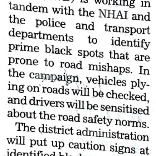 10 days special awareness campaign on road safety w.e.f. 20th to 30th Nov. 2023